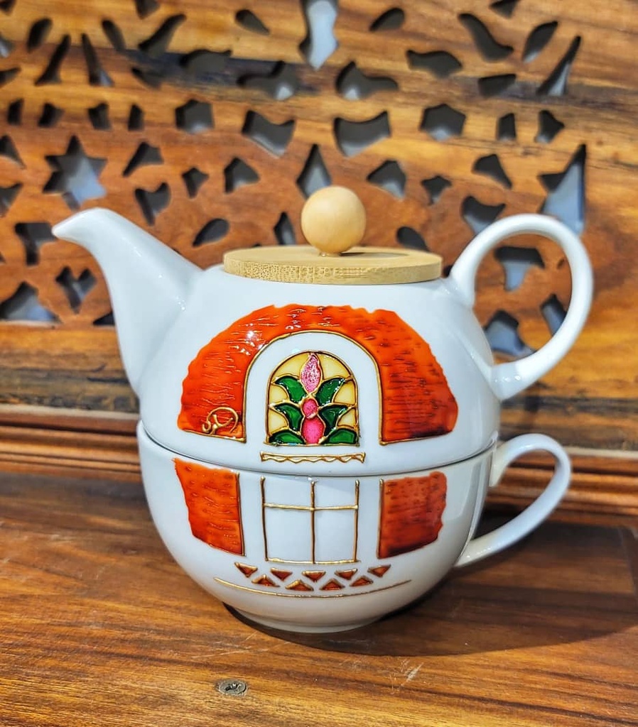 ابريق سيراميك مع كوب مرسوم Durar